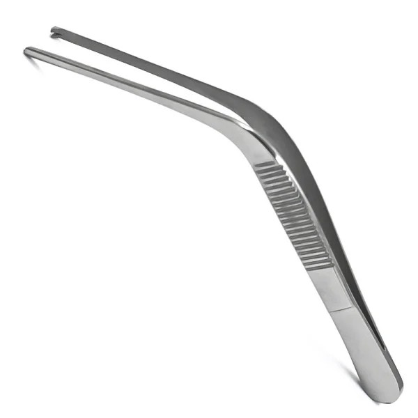 PI-03-1206.1. Пінцет хірургічний вушний за Трьольч , горизонтально-зігнутий, 1/2 зуба, 105 мм. PARADISE.